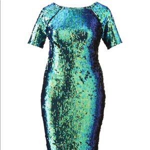 SIMPLYBE AX PLUS SEQUIN MIDI DRESS